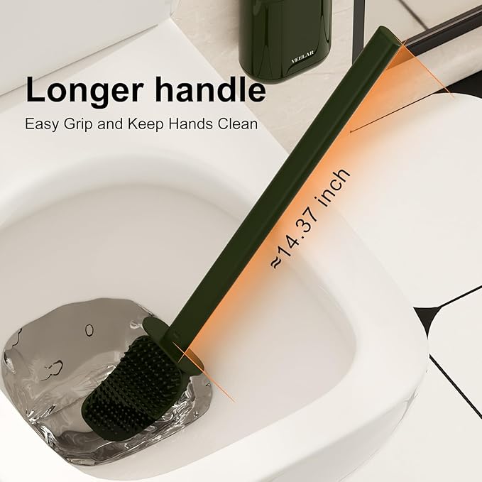 Toilet Brush and Holder Set - Wall Mounted Bathroom Scrub Brush, Toilet Bowl Brush and Plunger Set for Bathroom Cleaner (Green)