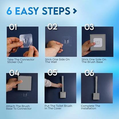 Modern Minimalist Silicone Toilet Brushes & Holders - Pack of 4 Toilet Bowl Brushes Gray- Self-Cleaning & Splash-Free, Easy-Rinse Design with Wall Mounted Holder Bathroom Accessory