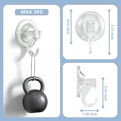 CozyBlue Heavy Duty Suction Cup Hooks for Shower - 4 Pack Waterproof Shower Suction Hook Reusable and Removable Strong Attachment on Window, Glass Door, Kitchen