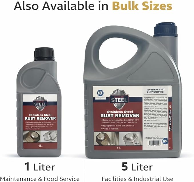 Stainless Steel Rust Stain Remover & Cleaner, Soft Cleanser, Safe for Food Areas, Non-Toxic for Appliances Perfect for Commercial Equipment, Refrigerator, Cybertruck and more (8.5 oz)