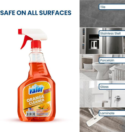Valor All-Purpose Cleaner with Trigger Sprayer, 32 fl oz – Powerful Degreaser, Multi-Surface Use, Biodegradable Formula, Made in USA (32 Fl Oz (Pack of 12))
