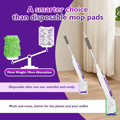 UNIMADE Reusable Mop Pads for Swiffer PowerMop, 8 Pack Microfiber Mop Pad Refill with Scrubber Strips for 13''-15'' SprayMop, Washable Mop Pads Use for Most Floor Types, Designed for Pets - Green