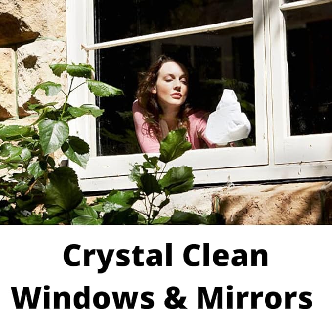 Crystal Clean Eco-Cloth Amazing Lint-Free/Streak-Free/Chemical-Free Microfiber Cloth for Windows & Glass/Mirrors Stainless Steel Appliances TV/Computer/ Tablets...5 in a Pack, White, 16''x16''