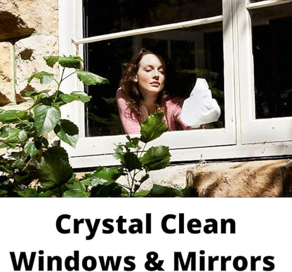Crystal Clean Eco-Cloth Amazing Lint-Free/Streak-Free/Chemical-Free Microfiber Cloth for Windows & Glass/Mirrors Stainless Steel Appliances TV/Computer/ Tablets...5 in a Pack, White, 16''x16''