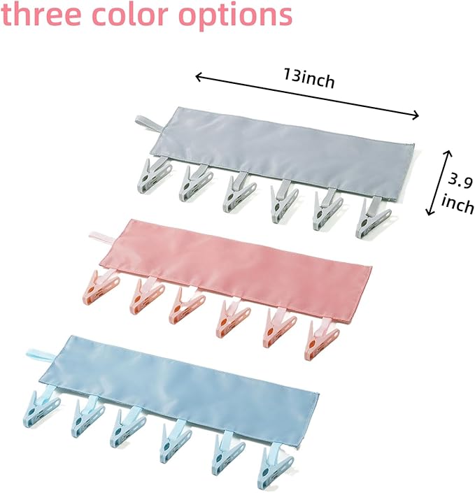 Travel Foldable Hangers Suitcase Drying Rack Sock Clothesline Hotel Laundry Bathroom Towel Hanger with 6 Clips (Gray)
