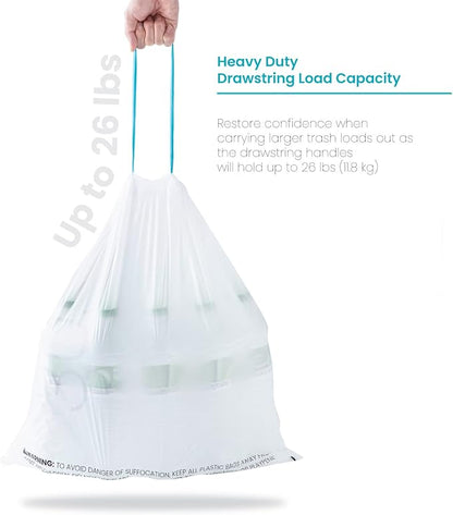Home Zone Living 8 Gallon Kitchen Trash Bags with Drawstring Handles, Heavy Duty Custom Fit Design for 30 Liter Dual Recycling Liners, Code 30R, 60-Count (Pack of 8)