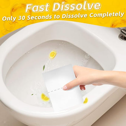 Soulink Toilet Cleaning Sheets - Plastic-Free, Liquidless, Toilet Bowl Cleaner Strips, 80 Cleans, Lemon Scent
