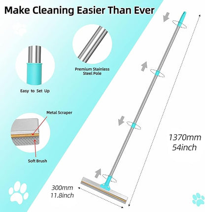 Carpet Rake for Pet Hair Removal, 54"Adjustable Handle Pet Hair Removal Carpet Brush Scraper, Pet Hair Removal Broom Tool for Carpet, Reusable Dog Cat Fur Remover, Pet Fur Cleaner for Rugs, Mats