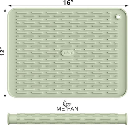 ME.FAN Silicone Dish Drying Mat for Kitchen Counter, Dish Drying Pad for Sink, Refrigerator or Drawer, Countertop Protection Pad M - 16''×12'' - Desert Sage