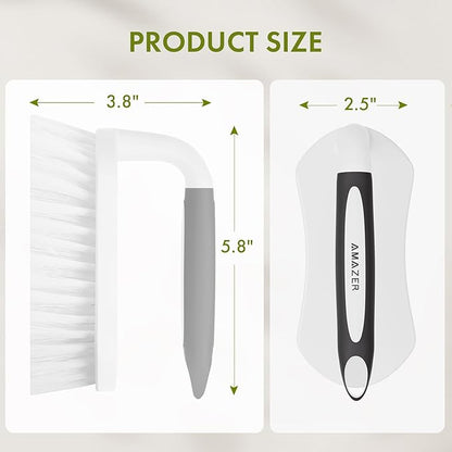 Amazer Scrub Brush for Cleaning Comfort Grip Bathtub Scrubber Stiff Bristles with Handle Heavy Duty Shower Cleaner Brush for Tub Carpet Floor Sink Outdoor - Pack of 2 (Black+Grey)