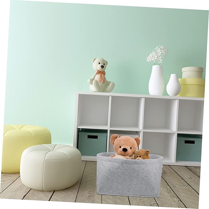 Felt Storage Basket Laundry Hamper with Handles Multifunctional Home Organizer for Clothes Books Cosmetics Lightweight Container for Bedroom and Closet Light Gray