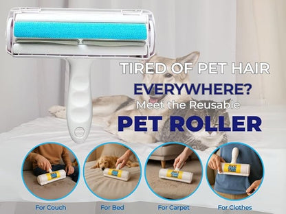 Pet Hair Roller – Reusable Pet Hair Remover for Furniture, Carpet & Car – Dog & Cat Hair Lint Roller – Pet Odor & Fur Buster – Grooming Essential & Upholstery Cleaner – Sticky, No Refills