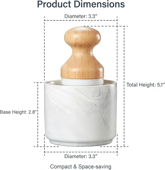 ONEMORE Bamboo Dish Brush with Ceramic Foaming Base, Kitchen Sink Scrub Brush Set with Spring and Mesh Insert, Wooden Handle Dishwashing Brush for Pots Pans Plates Bowls, Marble