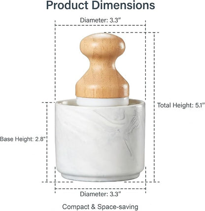 ONEMORE Bamboo Dish Brush with Ceramic Foaming Base, Kitchen Sink Scrub Brush Set with Spring and Mesh Insert, Wooden Handle Dishwashing Brush for Pots Pans Plates Bowls, Marble