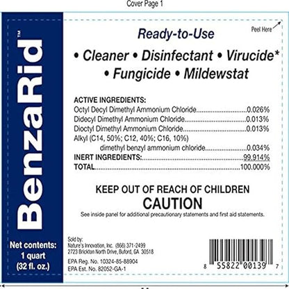 Hospital Disinfectant Virucide Spray Kills 99.99% of MRSA, COVID-19, H5N1, Staph, Avian Flu, Bacteria & Mold | EPA Reg. for Medical, Dental, Veterinary, Farm & Home Use 32 oz