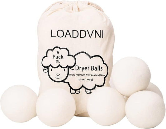 Wool Dryer Balls Organic XL 6 Balls per Pack by Loaddvni, Save Time,Money,Energy.