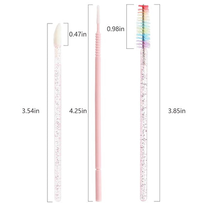 300 PCS Eyelash Extension Supplies Kit, Disposable Micro Applicator Brush, Eyebrow Spoolie, Lip Brush, Mascara Wand Applicator(Rainbow sets）