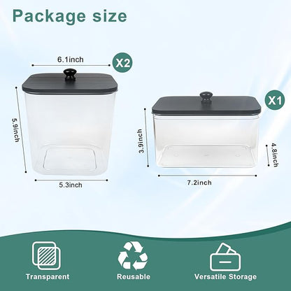 POLRAI 3 Pack Laundry Pod Containers and Dryer Sheet Holder Clear Jars with Bamboo Lids and Labels Laundry Room Organization Containers for Scent Booster Powder Detergent Pods Storage