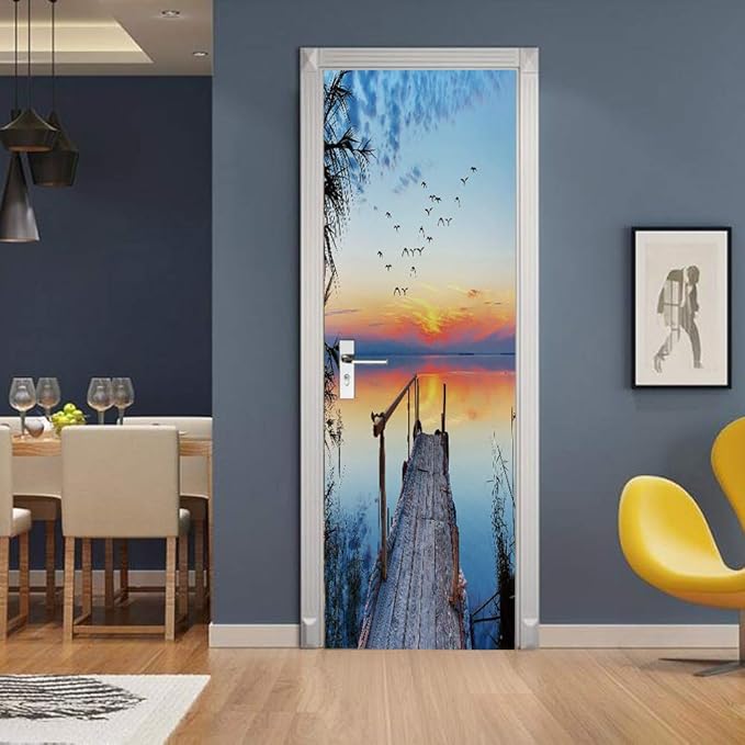 3D Door Stickers Murals - Peel and Stick Wallpaper Self-Adhesive Decals Removable PVC Waterproof Bedroom, Living Room 34.6" x 78.7"