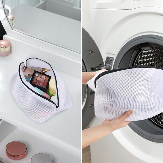 Vivifying Shoe Washing Machine Bag, Set of 2 Durable Mesh Laundry Bag with Zipper for Sneakers, Running Shoes, Sock, Bras and Toys
