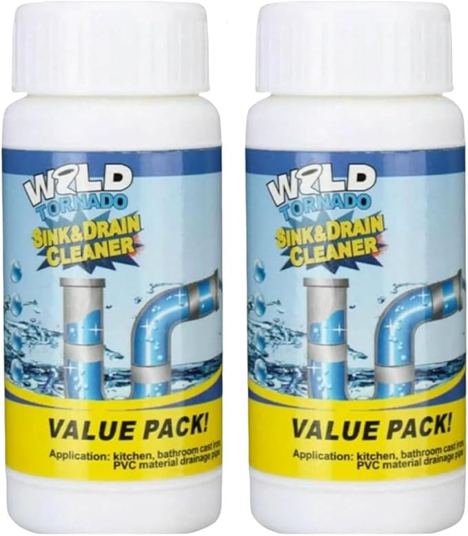Drain Cleaner, Multi-functional Sink and Drain Cleaner Powder, Pipe Dredging Agent, for Kitchen Toilet Pipeline Quick Cleaning Tool (2pcs)