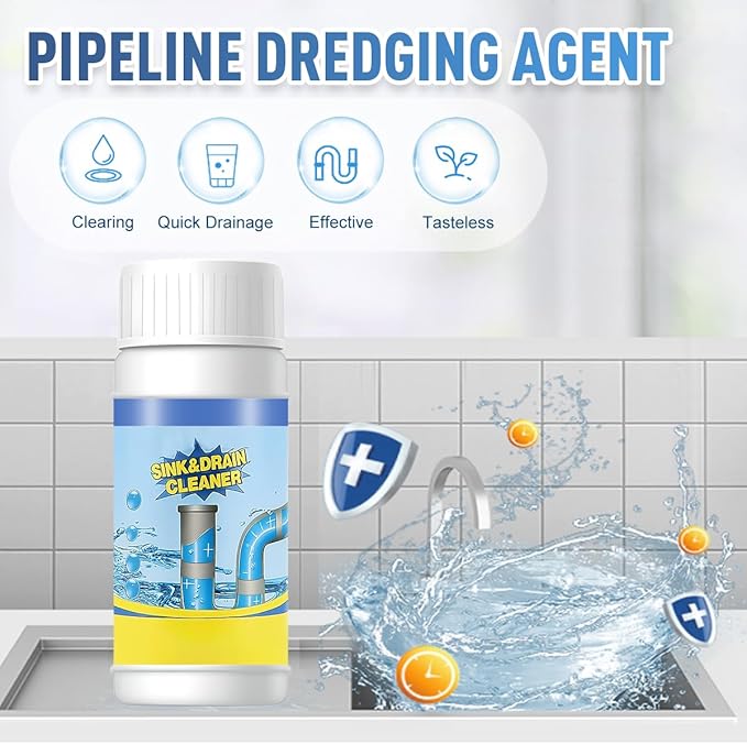 Sink and Drain Cleaner, Pipeline Dredging Agent, Sink and Drain Cleaner Powder, Multi-functional Fast-Acting Pipe Dredging Agent for Kitchen and Toilet Pipeline (3pcs)