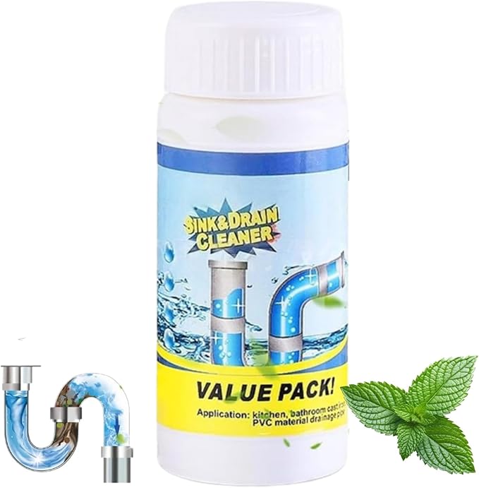 Powerful Drain Cleaner Powder - Fast-Acting Foaming Pipeline Dredging Agent | Multi-Functional Clog Remover for Kitchen Sink, Bathroom Hair, Toilet & PVC Pipes, Safe Sewer Unblocker, 3.9 oz/110g (1)