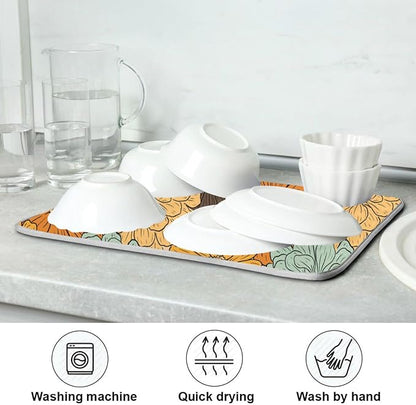 senya Super Absorbent Dish Drying Mat, Microfiber Fast-Drying Dish Mat, 24'' x 18'', Kitchen Dish Drying Pad, Retro Flower Daisy, (g289343300p523c558s1114)