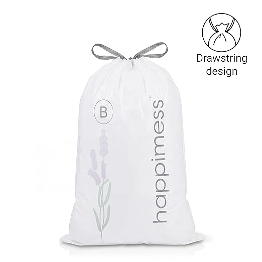 happimess 5.3 Gallon (20L) Drawstring Trash Bags, Lavender Scent, White, Heavy Duty MDPE Liners for Kitchen and Household, Odor Control, Custom Fit 40 Count (2 Packs of 20 Liners) HPM3101B-W-2SET