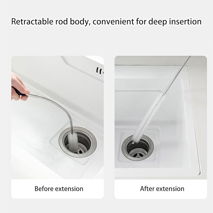 2PCS Multiuse Drain Cleaner for Kitchen Bathroom Sink Drain Unclogging Efficient Removal of Hair Greases Food Debris