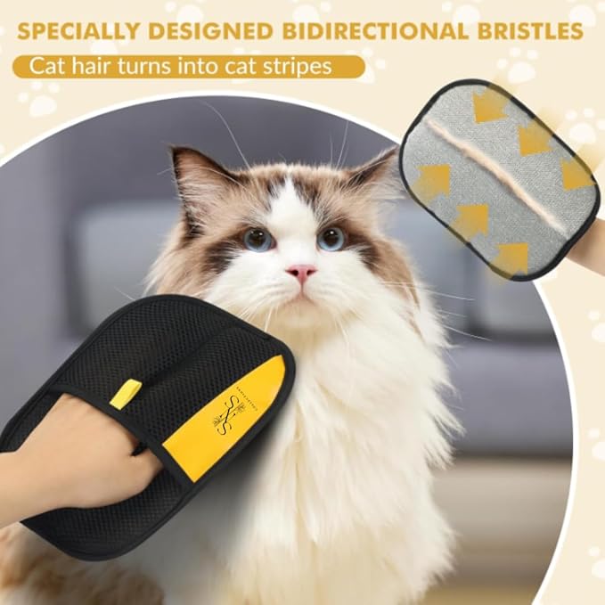 Pet Hair Removal Gloves for Dogs and Cats - Upgraded Reusable Electrostatic Grooming Glove - Easy Pet Hair Remover for Furniture - Clothing Carpet & Car Seats (1)
