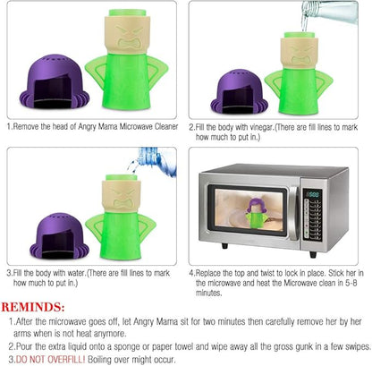 Angry Mama Microwave Cleaner Angry Mom Microwave Oven Steam Cleaner and Disinfects With Vinegar and Water for Kitchens, Steamer Cleaning Equipment Cleans the Crud in Minutes (Blue)