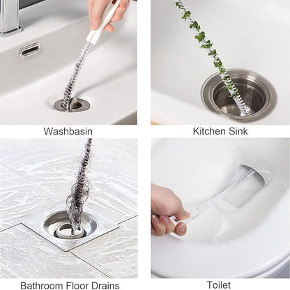 Flexible Drain Cleaner Brush, Bendable Shower Sink Long Pipe Cleaners Hair Clog Remover Cleaning Tool for Home Kitchen Sink, Bathroom Hair, Unclog Toilet, Dryer Vent, Sewer, Snake Tube