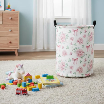 Baby Laundry Hamper kids laundry Basket Waterproof Laundry Bag for Bedroom Toy Clothes Organizer Room Décor(Bowknot Flower)