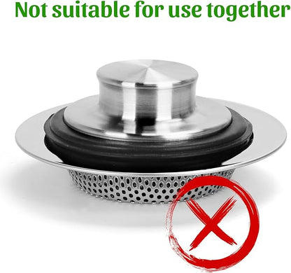 3PCS - Windran Kitchen Sink Drain Strainer and Sink Drain Stopper Set, Upgraded Double-Layer Safe Design for Most Kitchen Sink Drain Basket (4.5 Inch)