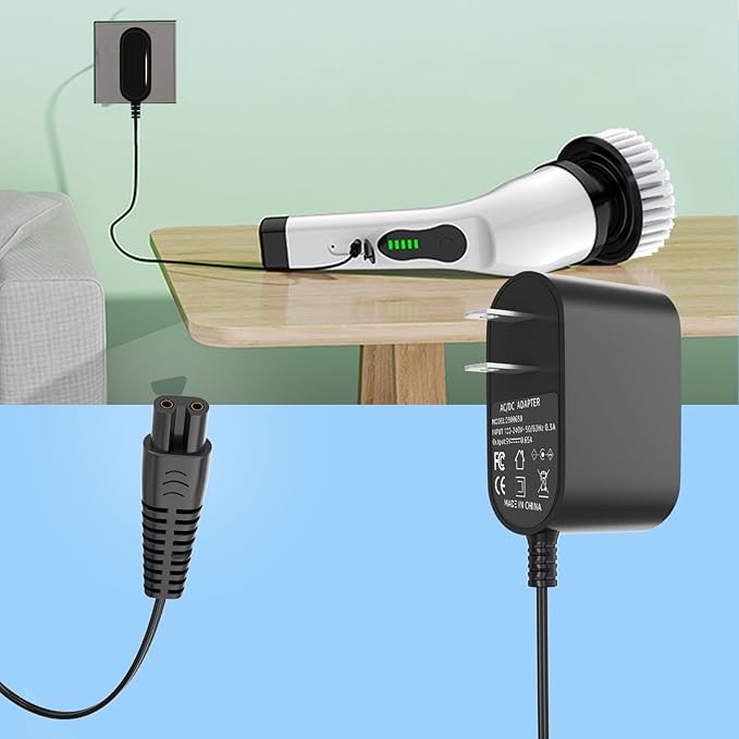 Replacement Charger for Voweek Electric Spin Scrubber VWS211/SP02, Compatible with LABIGO Cordless Cleaning Brush LA1 Pro Model KS-2619 Replacement,9V AC Adapter Power Supply Cord