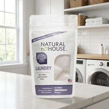 Natural House Laundry Pods - Probiotic Detergent with Oxygen Boost - Plant-Based - Septic Safe - Fragrance Free - 120 Count