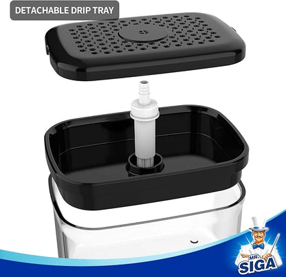 MR.SIGA Dish Soap Dispenser for Kitchen,2 in 1 Premium Sponge Holder, Dishwashing Soap Pump Dispenser for Countertop, Black