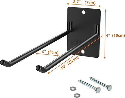 4 Pack Garage Storage Organizer for Tool Organization Heavy-Duty Solid Steel Wall Hanger for Garden Tools - Shovel Holder, Rake Broom Yard Wall Mount Hooks - Overhead Garage Storage Rack