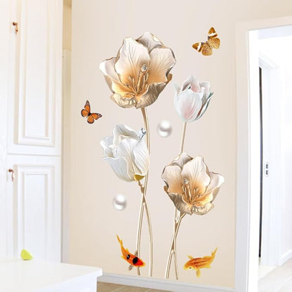 3D Wall Stickers DIY Flower Wall Decal Removable Waterproof Wall Art Decor for Bedroom Living Room Offices Home Decoration (Tulip)