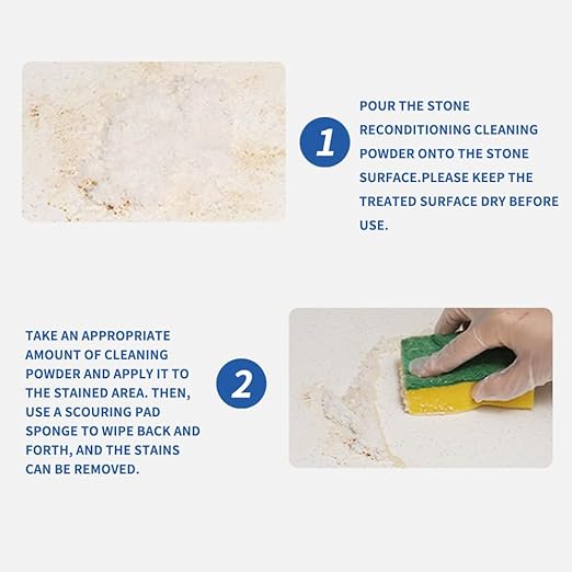 Granite Polishing Powder with Sponge Wiper & Glove, Marble Etch Remover - Professional Cleaner Compound for Granite, Marble, Quartz & Stone | Restores Shine, Removes Scratches & Etch