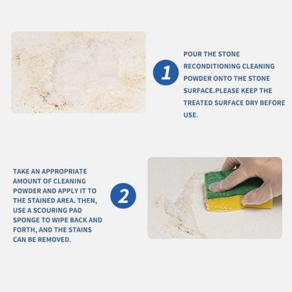 Granite Polishing Powder with Sponge Wiper & Glove, Marble Etch Remover - Professional Cleaner Compound for Granite, Marble, Quartz & Stone | Restores Shine, Removes Scratches & Etch