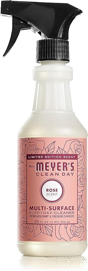 Mrs. MEYER'S Rose Scent Kitchen Basics Set, Dish Soap, Hand Soap, Multi-Surface Everyday Cleaner 3 ct.