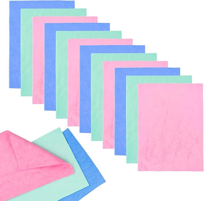 BAOFALI 12Pack Stamp Shammy Cleaning Cloth - Super Absorbent Suede Cloth for Stamp Cleaner,Glass Mat and Craft Supplies,Reusable Stamping Tool, 6x8 Inch (Pink, Blue, Green)