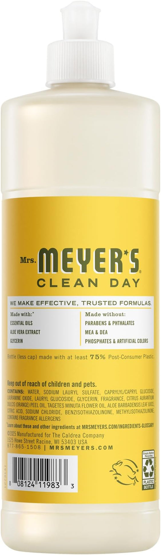 MRS. MEYER'S CLEAN DAY Liquid Dish Soap, Dandelion Scent, 16 Fl Oz Bottle
