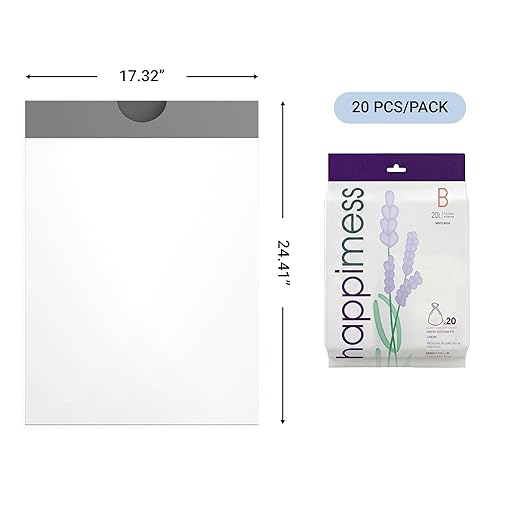 happimess 5.3 Gallon (20L) Drawstring Trash Bags, Lavender Scent, White, Heavy Duty MDPE Liners for Kitchen and Household, Odor Control, Custom Fit 40 Count (2 Packs of 20 Liners) HPM3101B-W-2SET