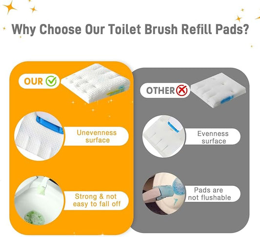 Toilet Cleaner Refill Pads 48 Refills Citrus Scent Toilet Scrubber Refill Enhanced Odor Control Clean Stains Disposable Brush Refill for Bathroom
