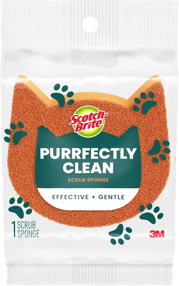 Scotch-Brite Purrfectly Clean Non-Scratch Scrub Sponge, Two- Sided, Limited Edition, 1 Sponge