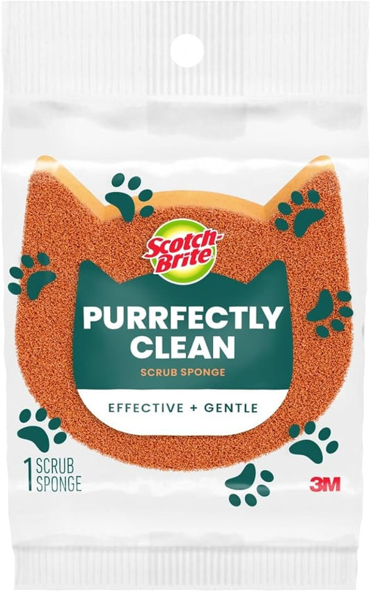 Scotch-Brite Purrfectly Clean Non-Scratch Scrub Sponge, Two- Sided, Limited Edition, 1 Sponge