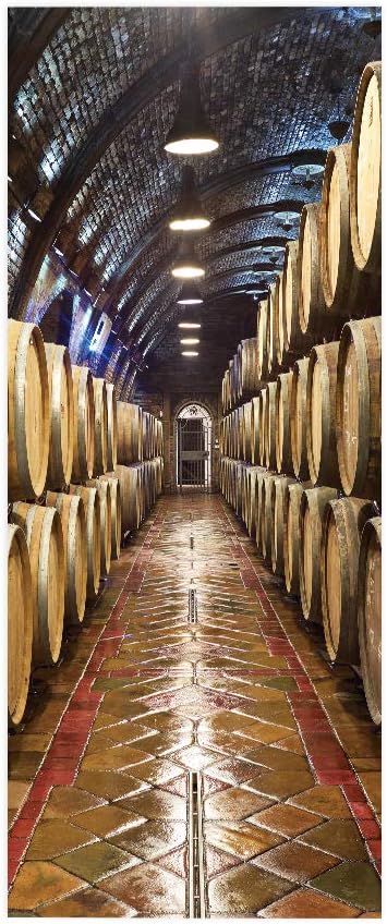 3D Door Stickers - Murals & Decals Wine Cellar Theme Peel Stick, Waterproof, Removable PVC 37.4" x 84.6" for Bedroom Living Room Doors